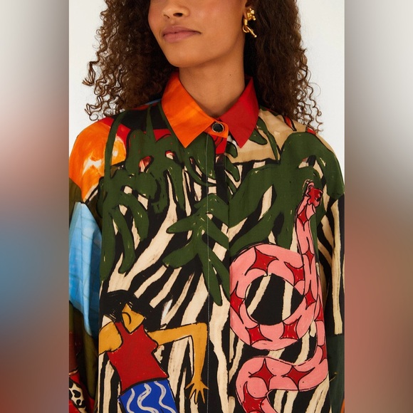 FARM Rio Multicolor Abstract Button Down Shirt - Picture 2 of 3